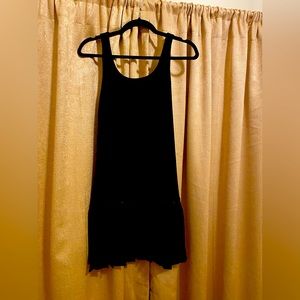 Slip dress with leather bottom